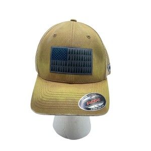 Columbia Mesh Tree Flag Hat Cap Flex Fit Brown Size L/XL
